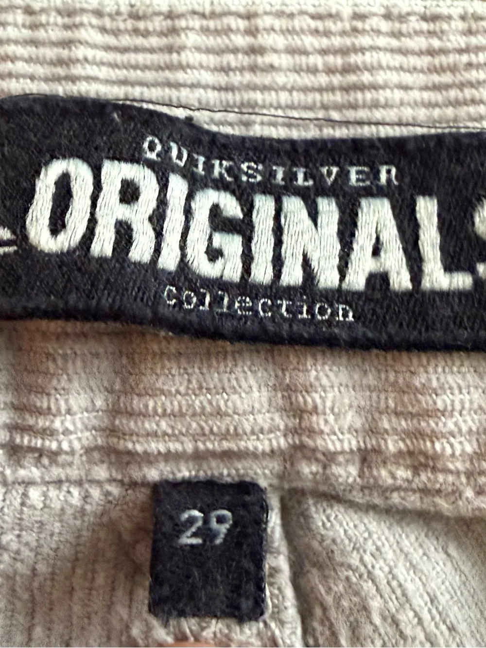 Quiksilver Light Taupe Corduroy Shorts with Back Logo Patch